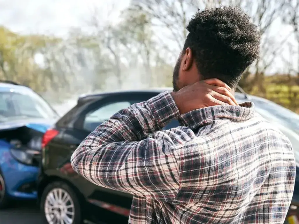 car accident scene with a victim of car crash